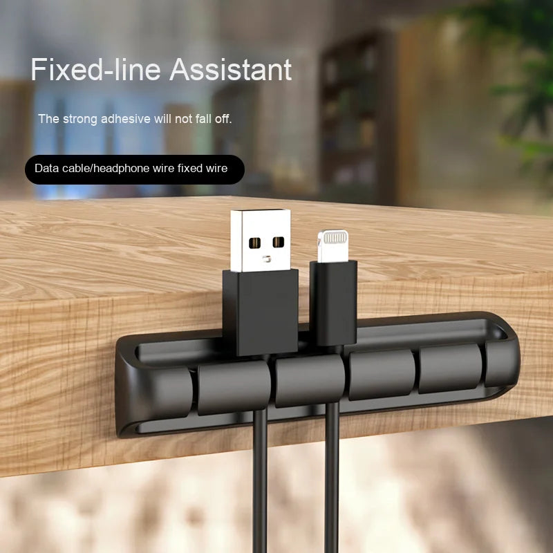 Silicone Data Cable Storage Cord Organizer Self-Adhesive Desktop Data Wire Stand Adjustable Cord Clip Cable Holder Clips