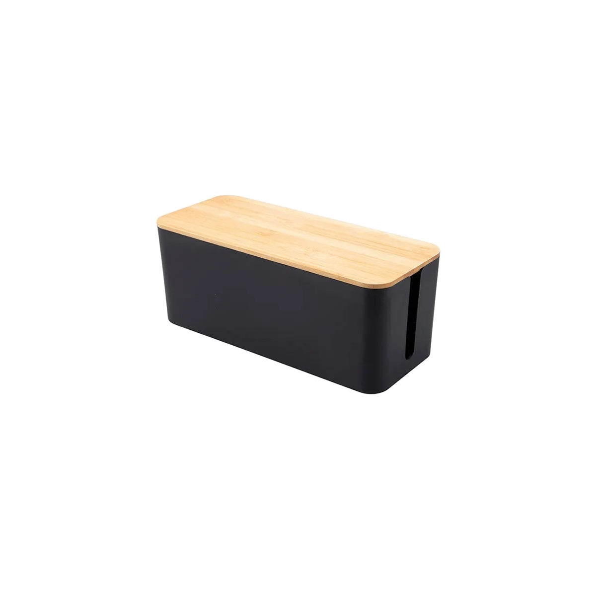 Cord Organizer Hides Power Cable Management Plastic Storage Box with Bamboo Cover
