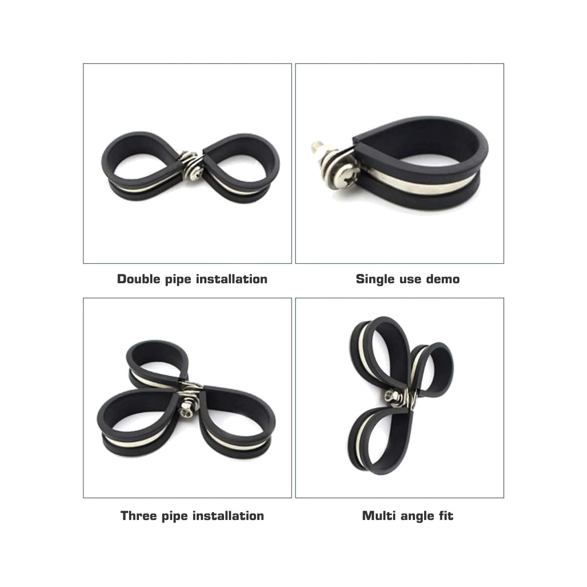 Stainless Steel Cable Clamp Silicone Rubber Cushioned Insulated Pipe Clamp Metal Cable Holder for Pipes Metric