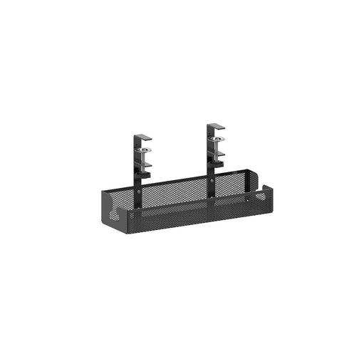 Under Desk Multifunctional Carbon Steel Non-Folding Cable Management Tray Black No Drill with Clamp Cable Tray